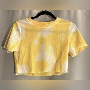 Yellow Tie Dye Short Sleeve Waffle Knit Too